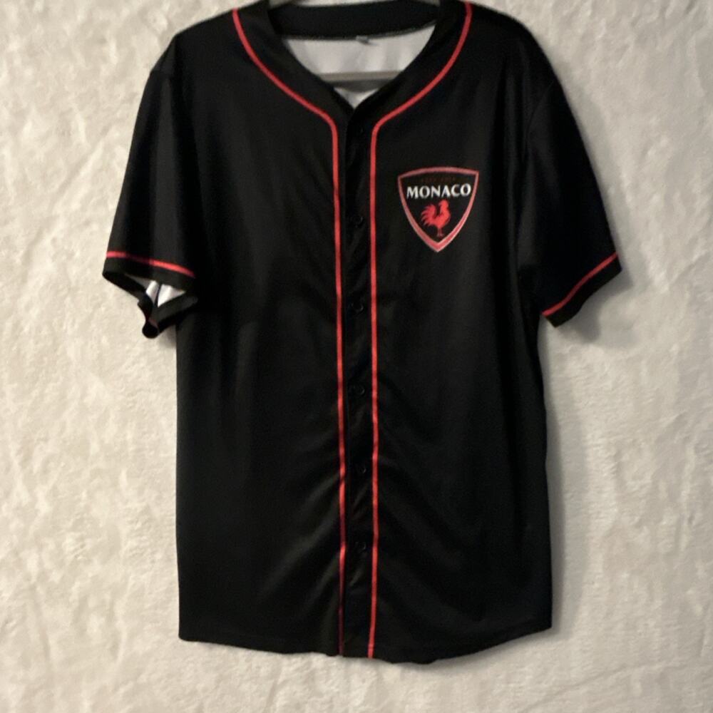 Monaco National Team Soccer Jersey Shirt Black Red Large Size L
